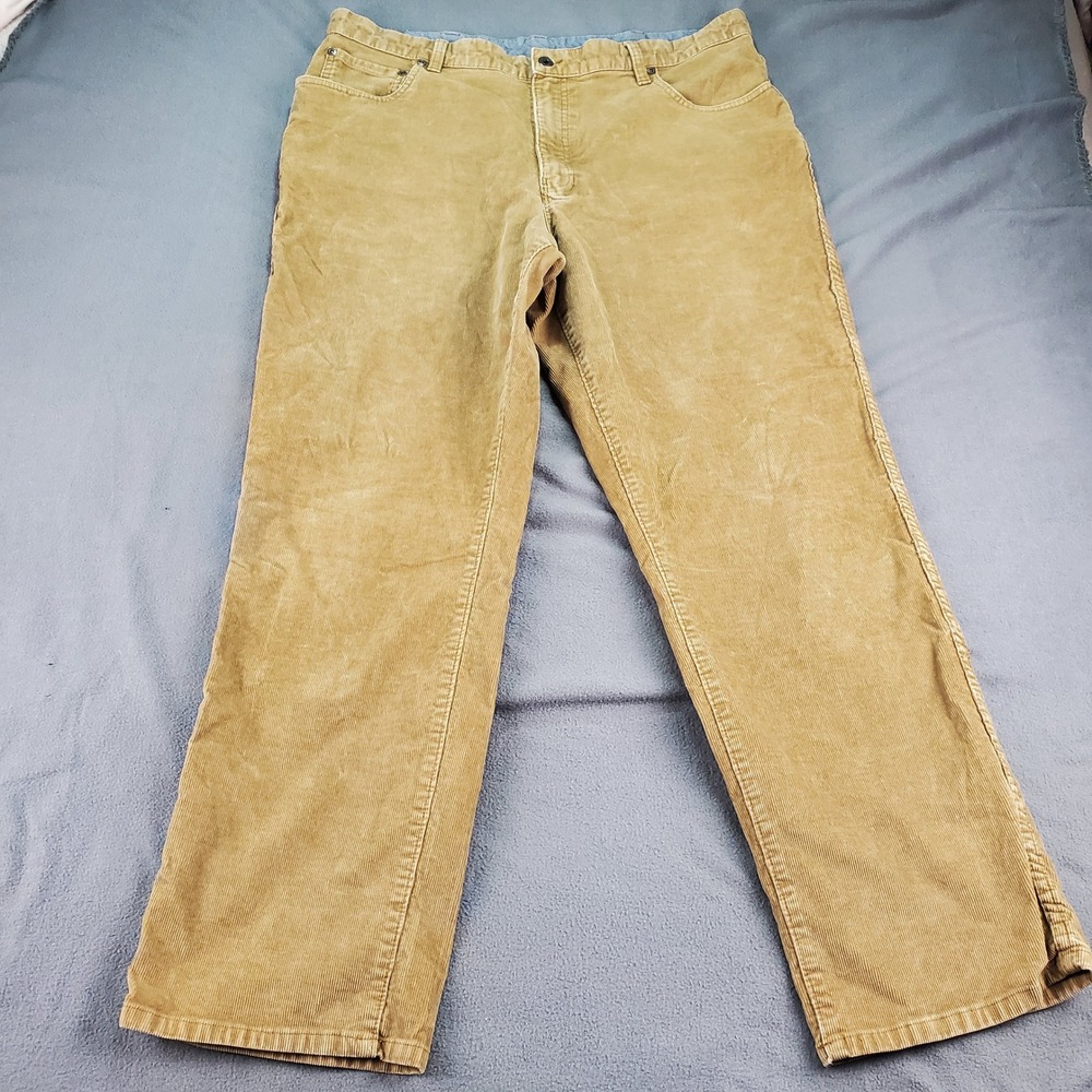 LL Bean Natural Fit Corduroy Pants Mens 38W 30.5 in seam Tan Cotton Blend - Picture 3 of 8